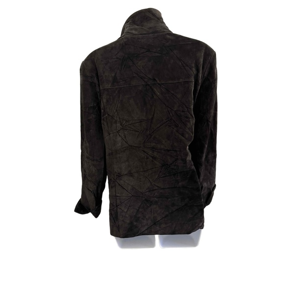 Lord Taylor Black Suede Button Up Collared Long Sleeve Jacket Large - Picture 7 of 8